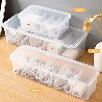 Transparent Data Cable Organizer Case Classification Dustproof Card Organizer Lid Clutter Collection Box for Office Home New