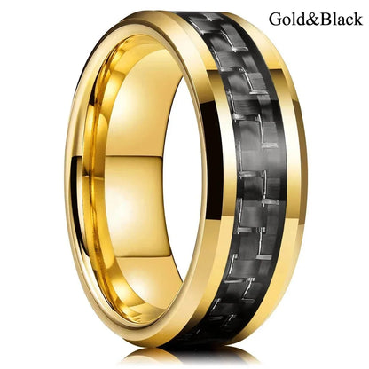 30 Colors Fashion 8MM Men Stainless Steel Celtic Dragon Rings Inlay Carbon Fiber Rings For Men Women Wedding Party Jewelry Gifts