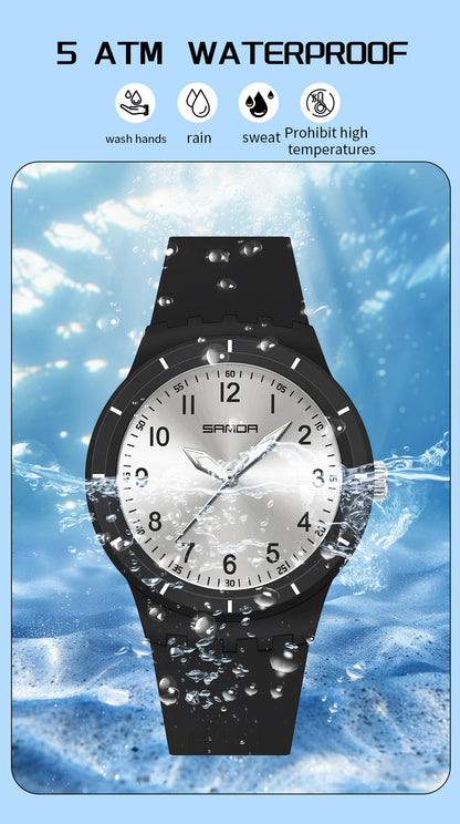 SANDA New Fashion Man Sports Watches Unisex Quartz Watch Simple Waterproof 50M Night Light Men Woman Student Gift Silicone Watch