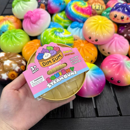 12Pcs Rainbow Cartoon Squishy Bun Set Slow Rebound Stress Relief Fidget Cute Simulation Dumpling Gift Box For Kids Collect Play