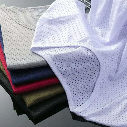 Men's Ice Silk Mesh Vest O-Neck Lightweight Sports Summer Wear Sleeveless T-shirt Tank Top Casual Fashion Outerwear