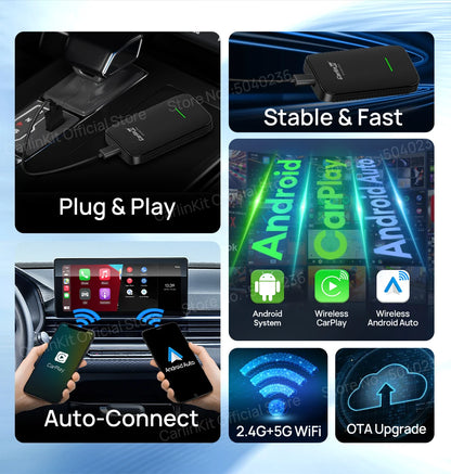 CarlinKit 4.0 CP2A Pro 3-In-1 Android TV Box CarPlay Ai Box Support Netflix YouTube Wireless CarPlay &Android Auto Smart Car Box