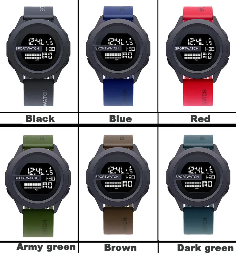 YIKAZE Men Sport LED Watches Top Brand Men Digital Clock Multi-Functional Rubber Man Fitnes Athlete Timekeeping Electronic Watch