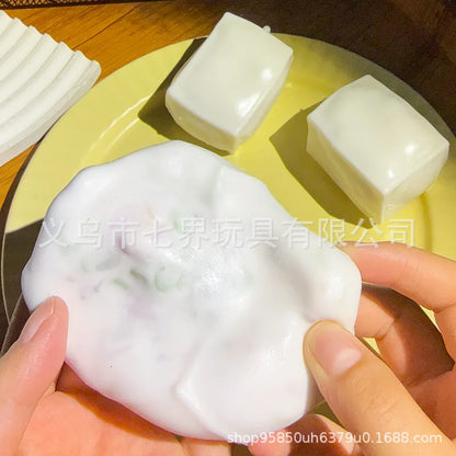 Tofu-Shaped Squishy Beads, Self-Made Crunchy Stress Relief Squishy Toys Satisfying Sound Effects for Filling Building Blocks