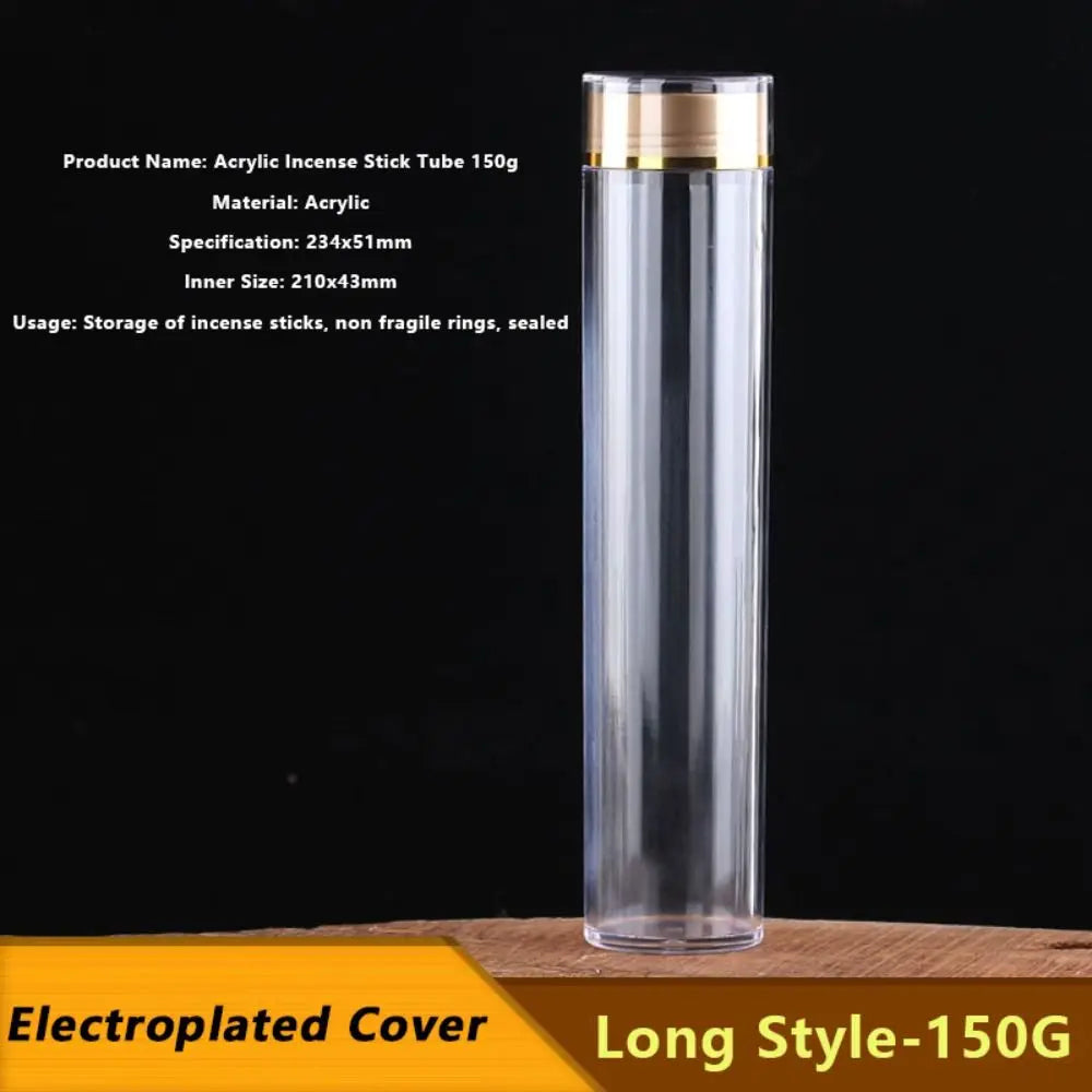 Portable Acrylic Incense Stick Tube Transparent with Detachable Airtight Lid Incense Holder Joss Stick Storage Tube