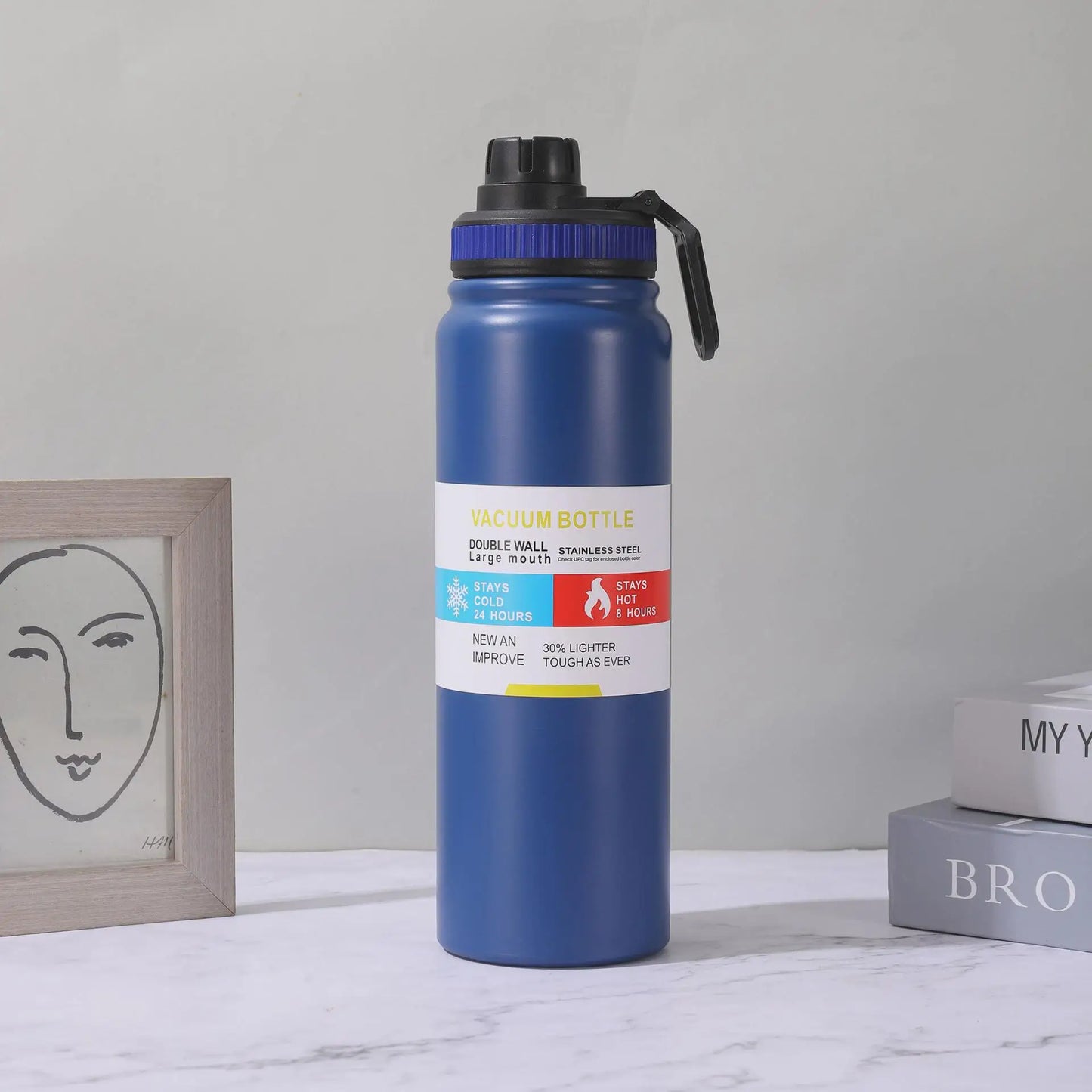 600/800/1000ML Sport Vacuum Flask Stainless Steel Thermal Water Bottle Car Insulated Cup Keeps Cold and Heat Travel Thermal Mug