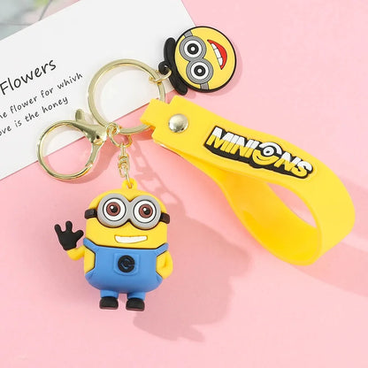 1/3/7/14PCS New Popular Anime Minions Keychain Cartoon PVC Children Toy Gift Cute Key Ring School Bag Pendant Car Key Chain