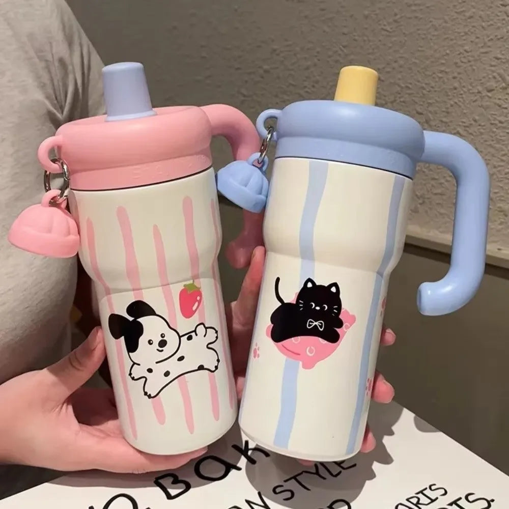 Fashion High Aesthetic Students Straw Mug 316 Stainless Steel 600ML Iced Cup Large Capacity Insulated Thermal Cup Men And Women