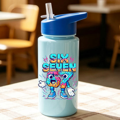 1 Piece 500ml (17 fl oz) 67 Printed Straw Cup, Summer Water Bottle, BPA Free, Portable Sports Outdoor Cup, Perfect Holiday Gift