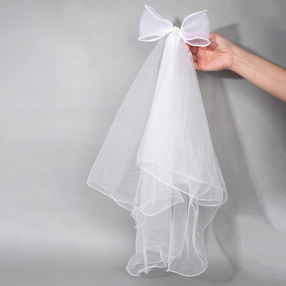 White Tulle Hair Clips For Girls Fairy Mesh Bow Large Hairpin Flower Barrette Summer Party Wedding Women Headdress Accessories