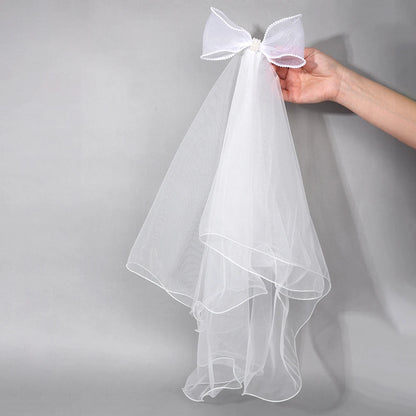 White Tulle Hair Clips For Girls Fairy Mesh Bow Large Hairpin Flower Barrette Summer Party Wedding Women Headdress Accessories