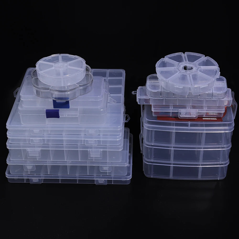 1 Pc Plastic Jewelry Box 5-28 Compartment Slot Organizer Storage Beads Container Adjustable Jewelry Storage Box Rectangle Case