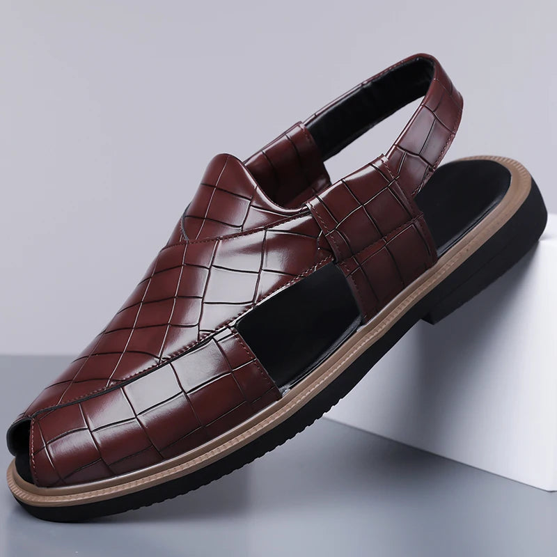 Men's Summer Breathable Soft-Soled Roman Sandals Anti-Slip Comfortable Slip-On Casual Covered-Toe Shoes-2021
