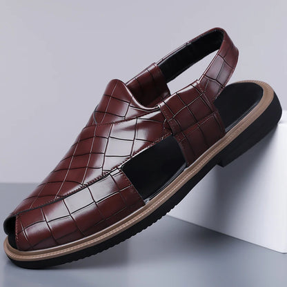 Men's Summer Breathable Soft-Soled Roman Sandals Anti-Slip Comfortable Slip-On Casual Covered-Toe Shoes-2021