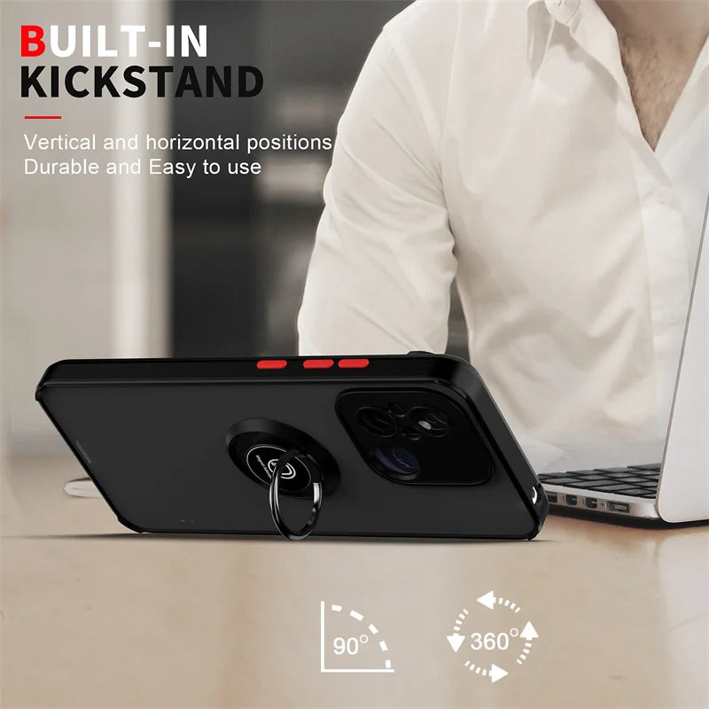 Funda For Xiaomi Redmi 12C 4G Case Armor Magnetic Holder Ring Bracket Case For Redmy 12C 12 C Redmi12C Matte Hard PC Back Cover