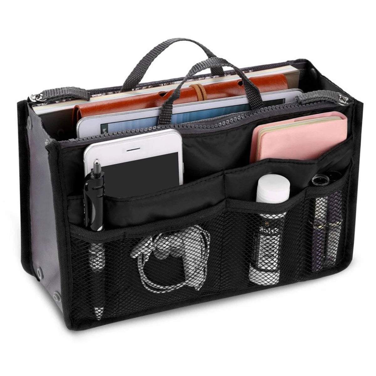 Multifunctional Bi-fold Storage Bag Large Capacity Makeup Bag with Mesh Grid Travel Storage Bag Mommy Bag Multi Pocket Cosmetic