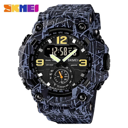 Skmei Dual Movement 3 Time Sport Wristwatch Mens Waterproof Electronic Watches Montre Homme Shockproof Digital Men Watch 1637