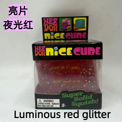 HOT Schylling Needoh Nice Cube Squishy Stress Toy Glow In The Dark Slow Rebound Sensory Glitter Pressure Relief For Adults gifts
