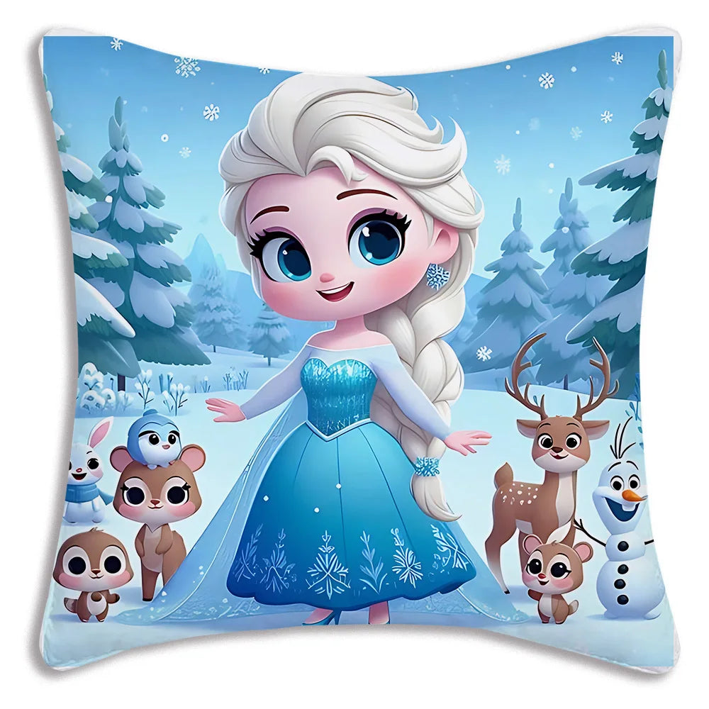 Cute Cartoon Frozens Elsas Pillow Covers Cartoon Sofa Decorative Home Double-sided Printing Short Plush Cute Cushion Cover