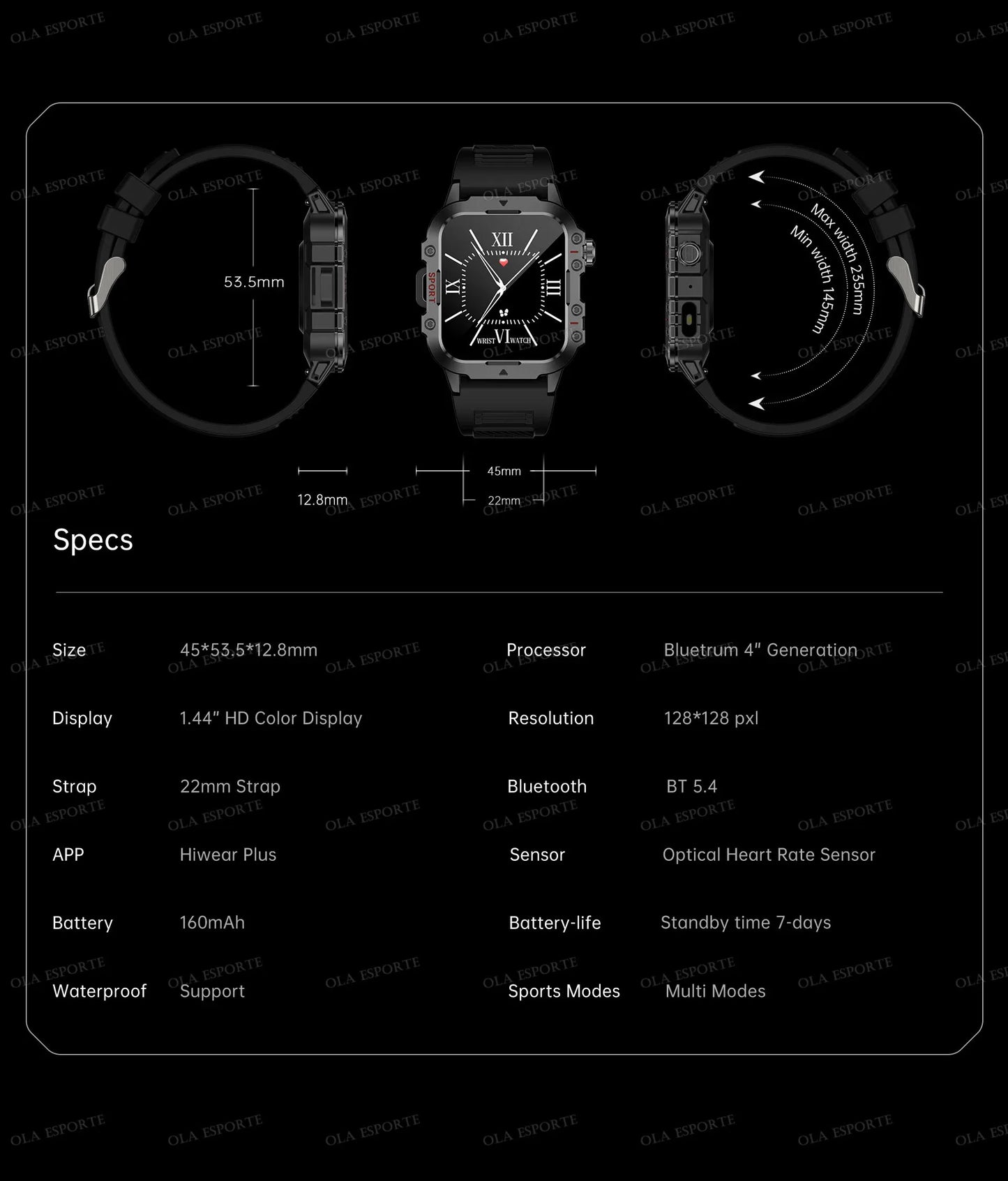 Outdoor Military Smartwatches Bluetooth Call Men 2.01" Blood Oxygen Monitor 5ATM Waterproof GPS Tracking Sports Smart Watch HW12