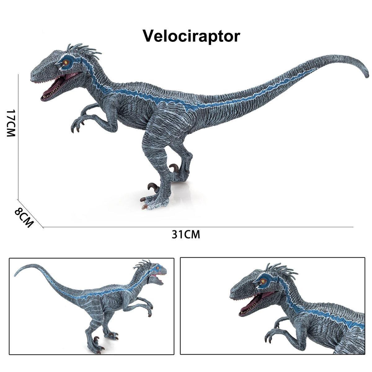 Velociraptor Dinosaur Toy for Kids and Dino Lovers, Super Raptor Dinosaur with Moveable Jaw and Hands, Realistic and Funny