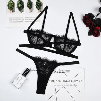 Red Floral Lace Garter Lingerie Set With Choker Women Intimates 2022 Underwire Bra And Thongs Ladies Underwear Set