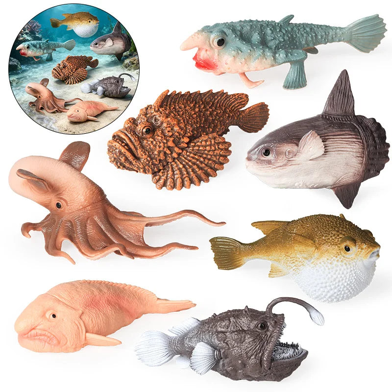 Realistic Marine Animal Figurine Deep Sea Creature Model Ocean Fish Figures Blobfish Collection Kids Toy Boy Girl Gift Ornament