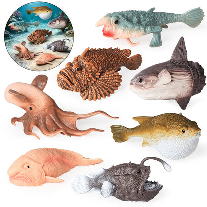Realistic Marine Animal Figurine Deep Sea Creature Model Ocean Fish Figures Blobfish Collection Kids Toy Boy Girl Gift Ornament