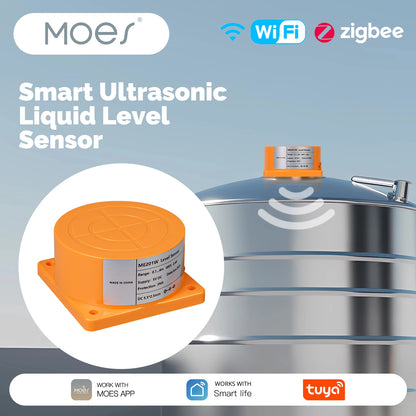MOES WiFi/ZigBee Ultrasonic Water Level Detector - Smart Tank Monitor with Real-Time Alarms, Tuya APP Remote Control