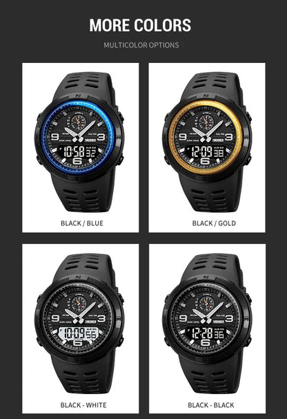 SKMEI  Outdoor Sports Men's Electronic 1655 Watch Dual Display Multi functional Waterproof Student Exploration Watch
