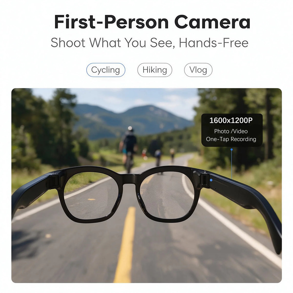 CY03 AI Smart Glasses with Camera 1600x1200 Video Recording Open-Ear Bluetooth 5.3 Headphones Real-time Translation Touch Contro