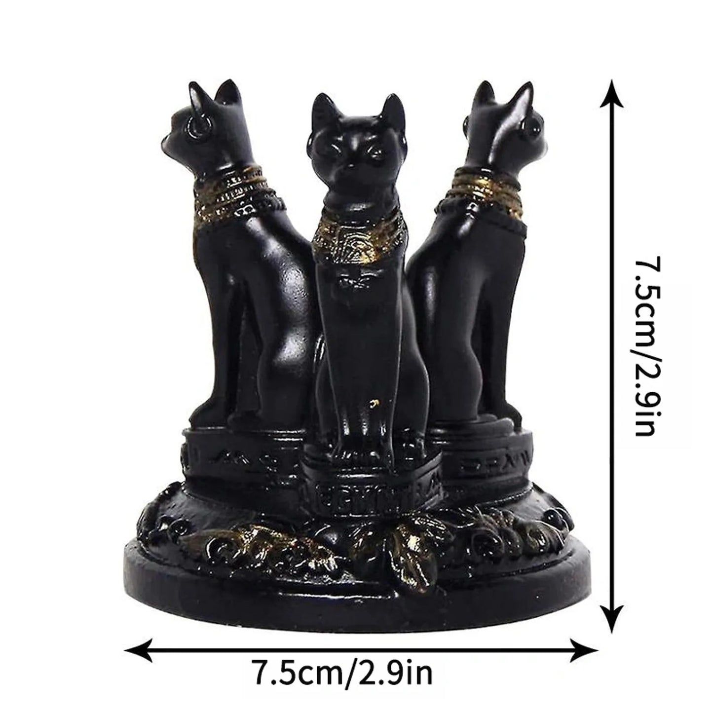 Egyptian-Style Black Cat Crystal Ball Display Stand Resin Mythical Beast Ornament Desktop Crystal Ball Base Storage Rack