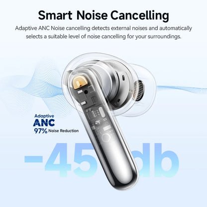 QCY Melobuds N50 ANC Bluetooth 5.4 Słuchawki Bezprzewodowe z Aktywną Redukcją Szumów 6 Mikrofonów Czyste Połączenia Wielopunktowe