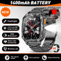 LIGE Military 1400mAh Smart Watch For Men 2.01" HD Screen Waterproof 100+Sports Mode LED Flashlight Smartwatch For Android iOS