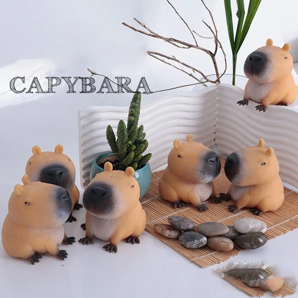 Mini Capybara Pinch Statue Stretchable Squeeze Fidget Capybara Figurines Soft Cartoon Animal Figure Home Decor Creative Gift