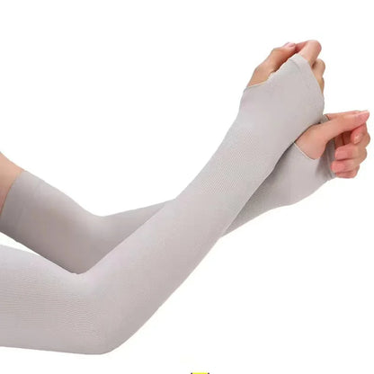 UV  Ice Silk Hand Protector Cover Long Gloves Sunscreen Half Finger Sleeves For Sunbathing Hiking Summer