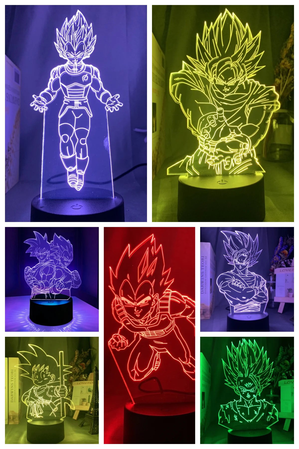 Dragon Ball Z Anime Figures Goku Vegeta Gohan Broly 3D Lamp PVC Action Figures Toys for Children Trunks Buu Super Saiyan Gifts