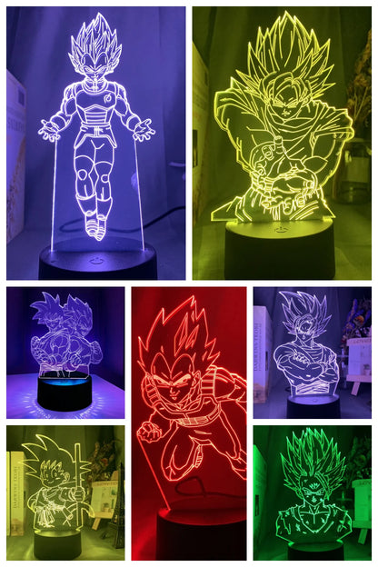 Dragon Ball Z Anime Figures Goku Vegeta Gohan Broly 3D Lamp PVC Action Figures Toys for Children Trunks Buu Super Saiyan Gifts