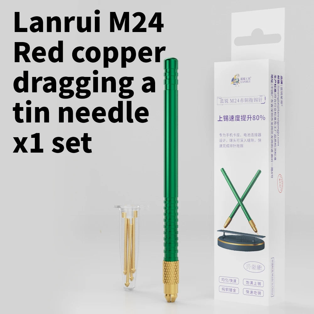LANRUI M24 Tin Drag Needle Set Red Copper FPC Connector Reballing Solder Bar for Phone PCB Motherboard IC Chip Weld Repair Tools