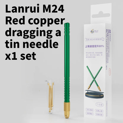 LANRUI M24 Tin Drag Needle Set Red Copper FPC Connector Reballing Solder Bar for Phone PCB Motherboard IC Chip Weld Repair Tools