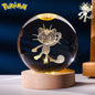 6CM Pokemon 3D Crystal Ball Figure Toy Anime Gengar Rayquaza Pikachu Lugia Vaporeon Glass Ball Model Night Light Room Decoration