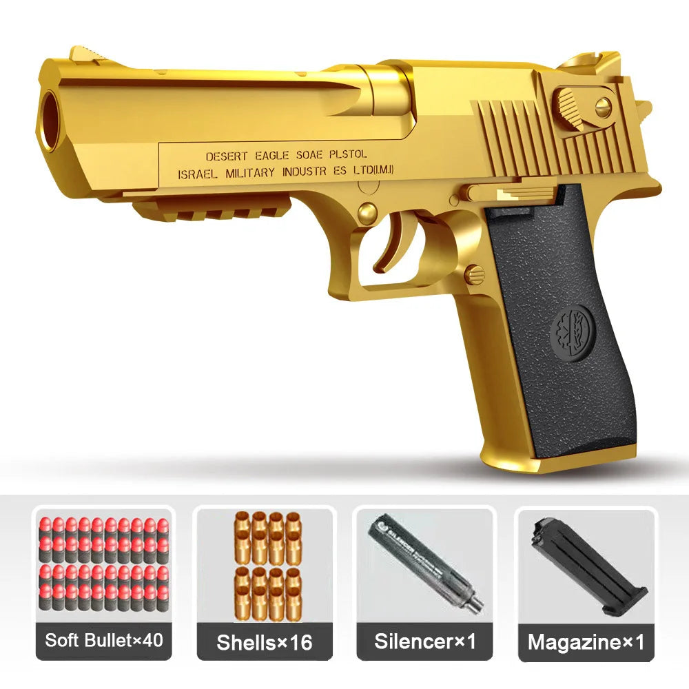 Desert Eagle Best Toy Gun For Kids Toy Pistol Boys Birthday Gift 16 Shells + 40 Darts Model Shooting Game