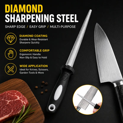 Ergonomic Handle Diamond Grinding Sharpener 1/3/5Pcs Wearproof Curved Flat Design Home Kitchen Blade Maintenance Tool