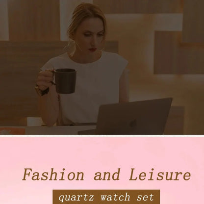 Fashion Women Watches Glasses Wallet Set Casual Leather Belt Quartz Wristwatches Ladies Tassel Pendant Wallet Montre Femme