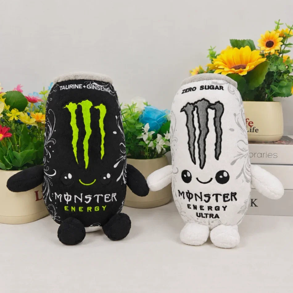 HOT- Monster Plush White Energy Drink Plush Toy Simulation Can Stuffed Doll Cute Soft Figure Decor Gift Friend Home Ornament
