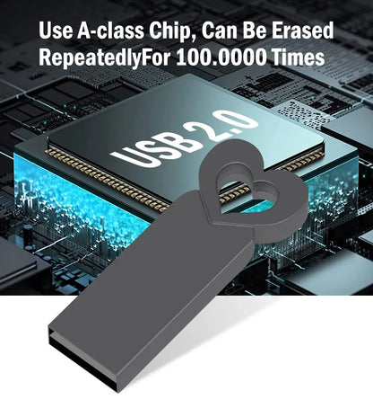 High Speed USB Flash Drives 64GB Cute Heart Pen Drive 32GB Rose Gloden Memory Stick Real Capacity Pendrive Creative gift
