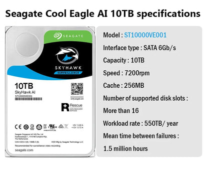HDD New Original Seagate1TB 4TB 6TB 8TB 10TB 7200 RPM 256MB Cache SATA 6Gb/s 3.5" Internal Hard Drive ST10000VE001