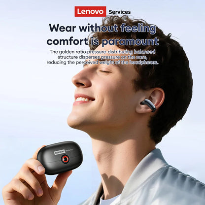 NEW Lenovo LES-108 Bone Conduction Earphones Open Ear Clip Wireless Earbuds Bluetooth 6.0 Sports Headphones with Mic Waterproof