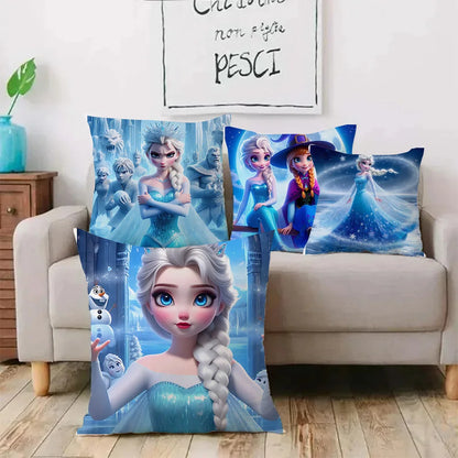 Cute Cartoon Frozens Elsas Pillow Covers Cartoon Sofa Decorative Home Double-sided Printing Short Plush Cute Cushion Cover