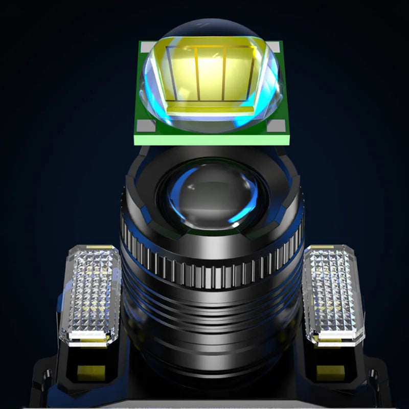 Super Bright T51 LED Sensor Headlamp USB C Rechargeable Headlight Led Head Torch With built-in battery Camping Fishing Lantern